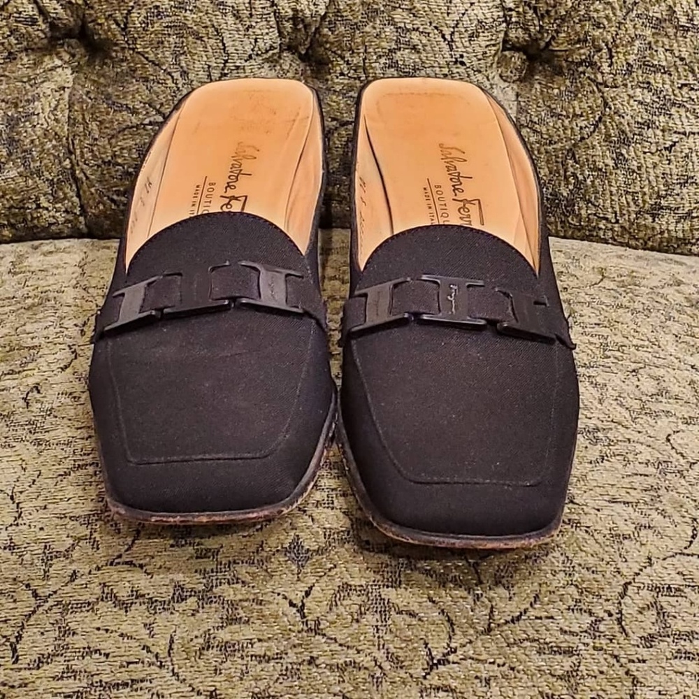 Salvatore Ferragamo slip on block kitten heel